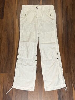 Vintage Y2K American Eagle white low rise double knee cargo style pants